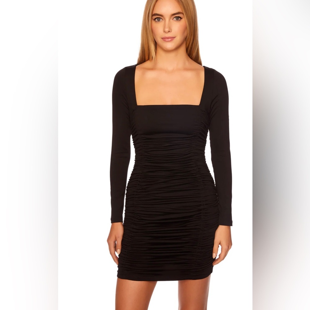 Susana Monaco rouched long sleeve black dress. New with tag .